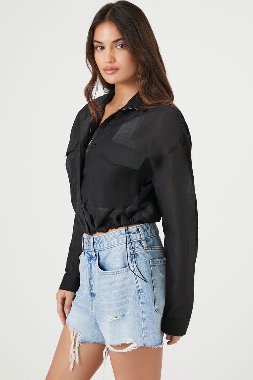 Cropped Toggle Drawstring Shacket